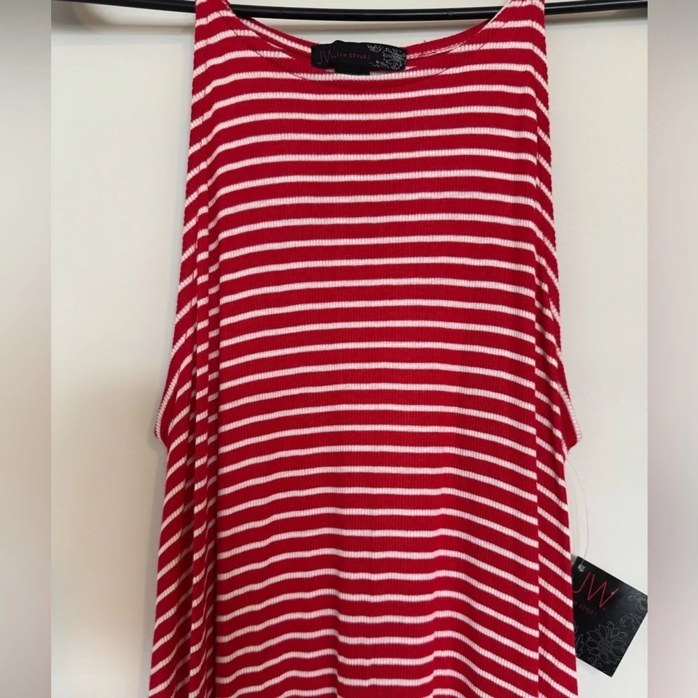 Red and White Striped Dress Women’s Size Large - Picture 2 of 8
